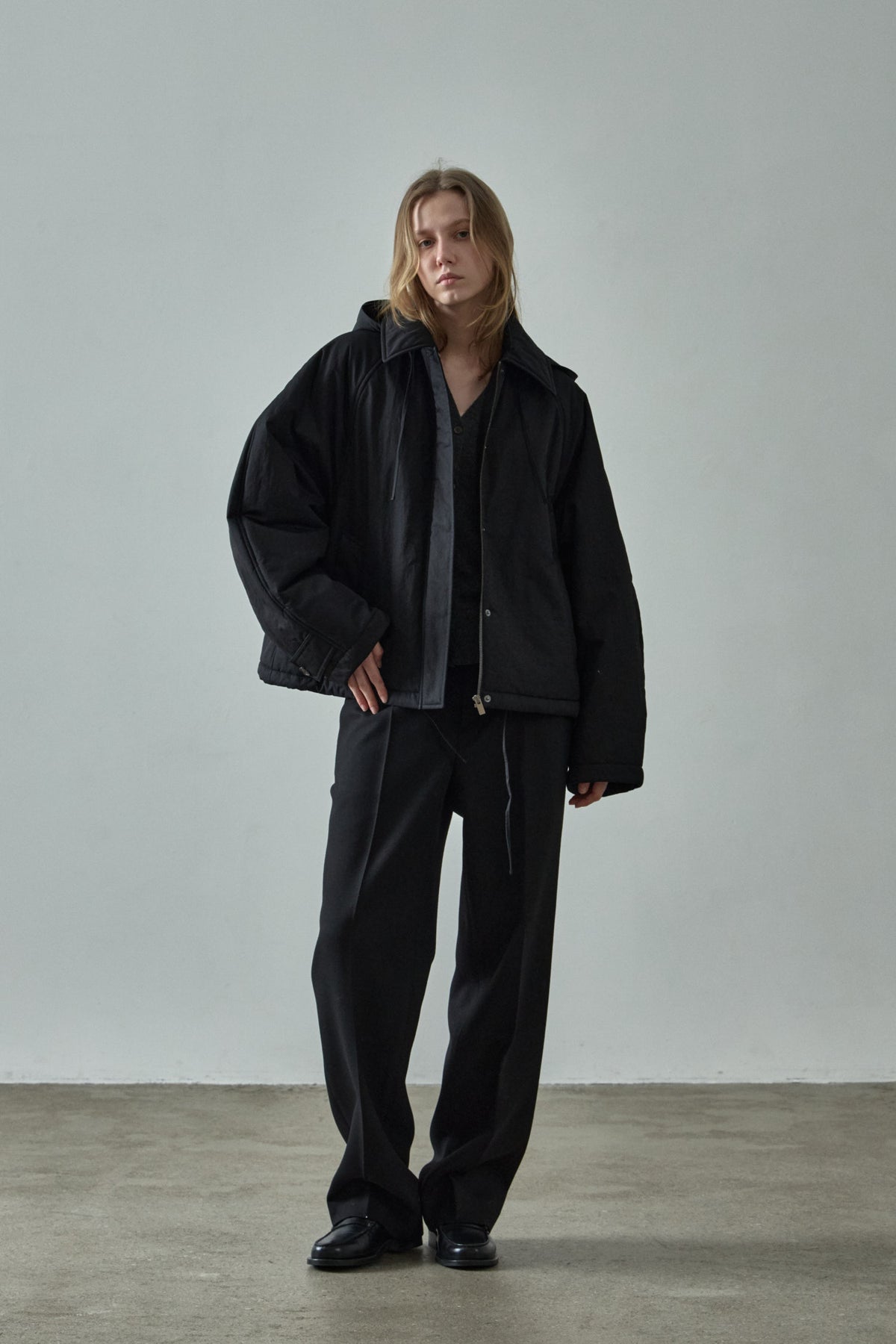 Facade Pattern Minimal Hoodie Padded Jacket black