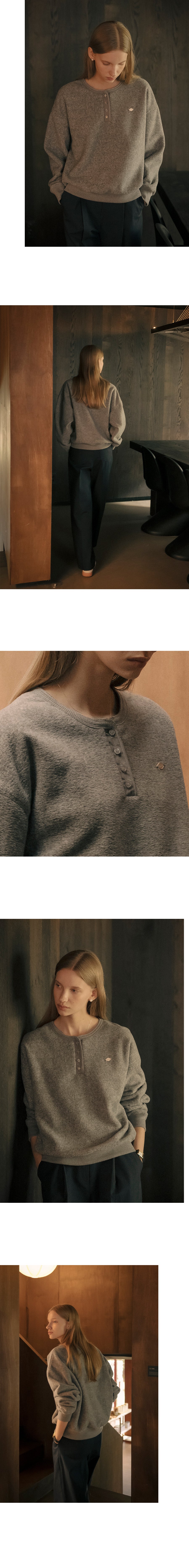 Tillidie Owen henry neck fleece t-shirt Gray