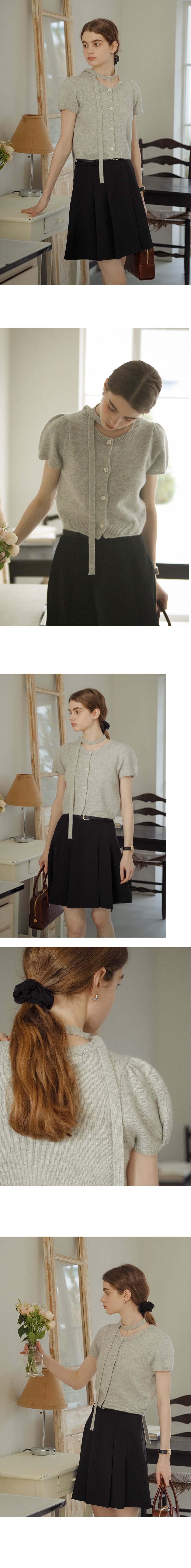 Tillidie Tie set half sleeve cardigan Gray