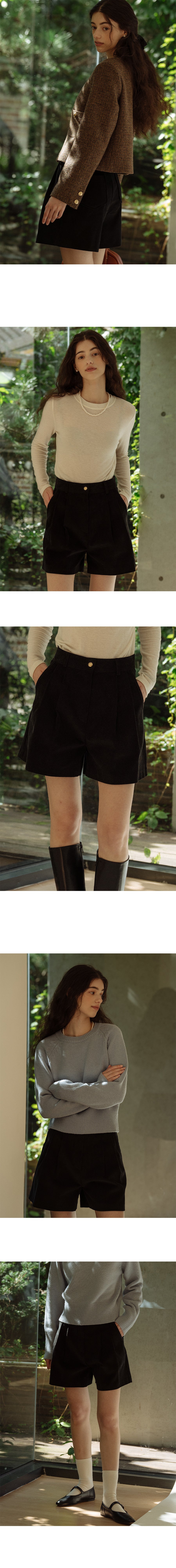 Tillidie Corduroy two turk short pants Black