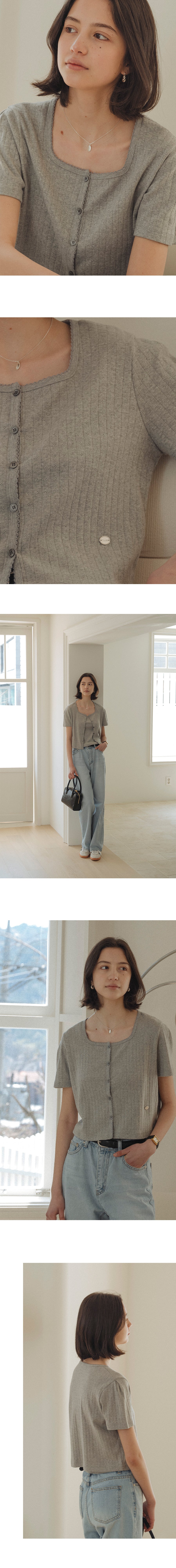 Tillidie Sleeveless set half sleeve eyelet cardigan Melange