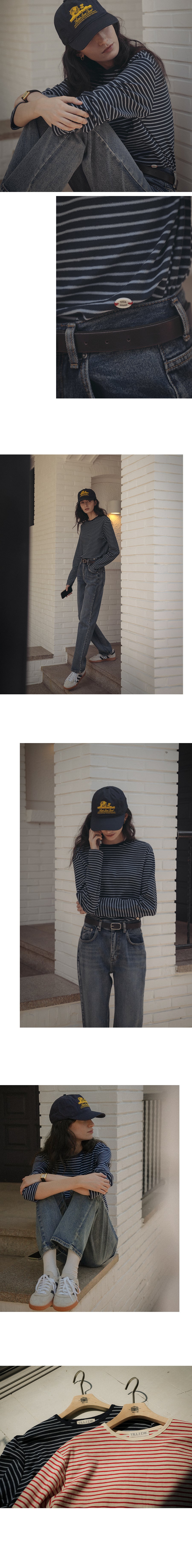 Tillidie Stripe soft touch T-shirt Navy