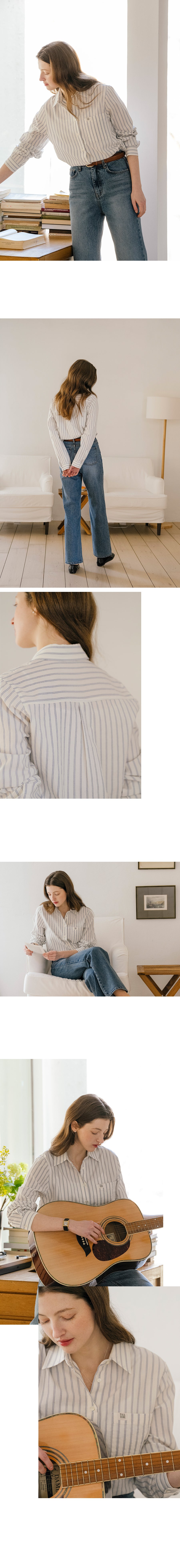 Tillidie Prestiage stripe cotton shirt Ivory