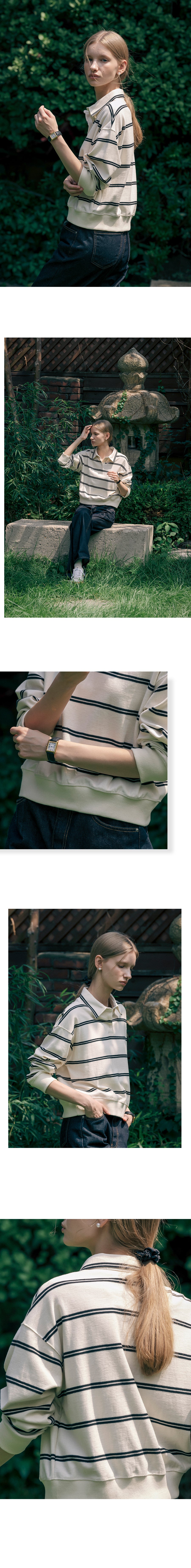 Tillidie Double stripe collar Mtm Ivory