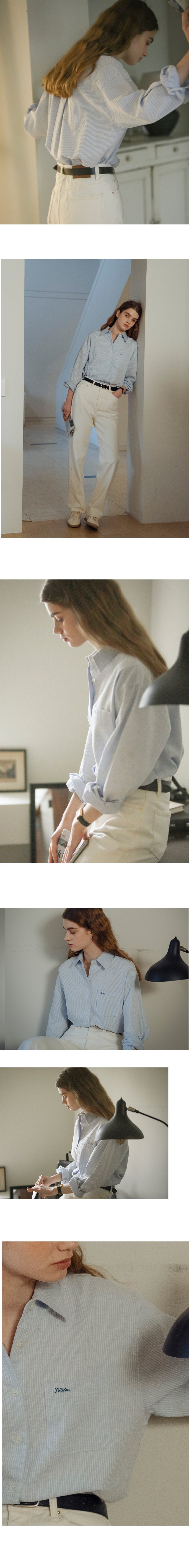 Tillidie Embo cotton oversized stripe shirt Blue