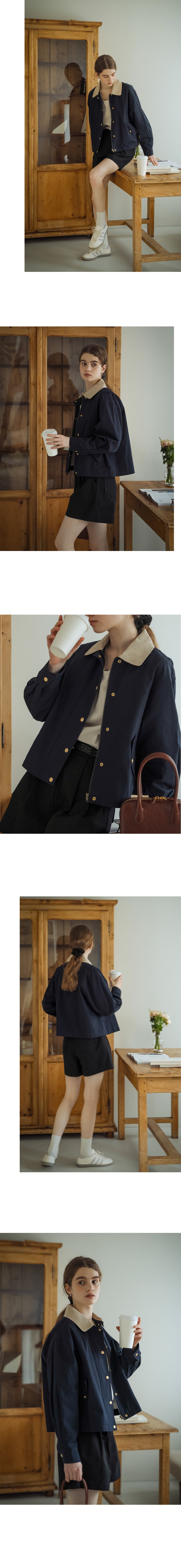 Tillidie Danna coloring collar gold button jumper Navy