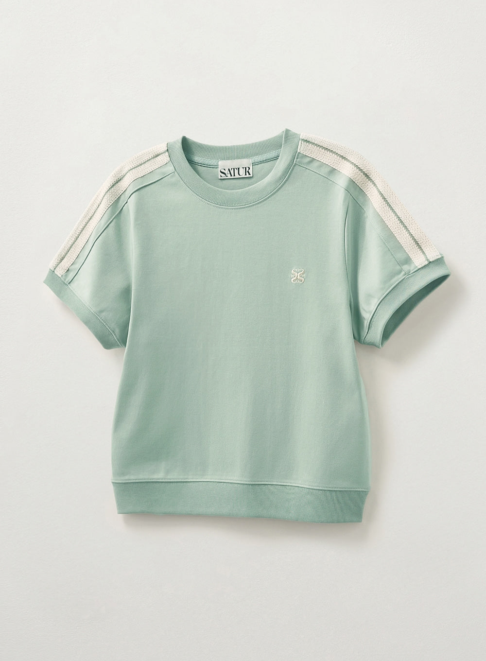 [satur] (W) Lawton Crop Half Sweatshirt - Khaki