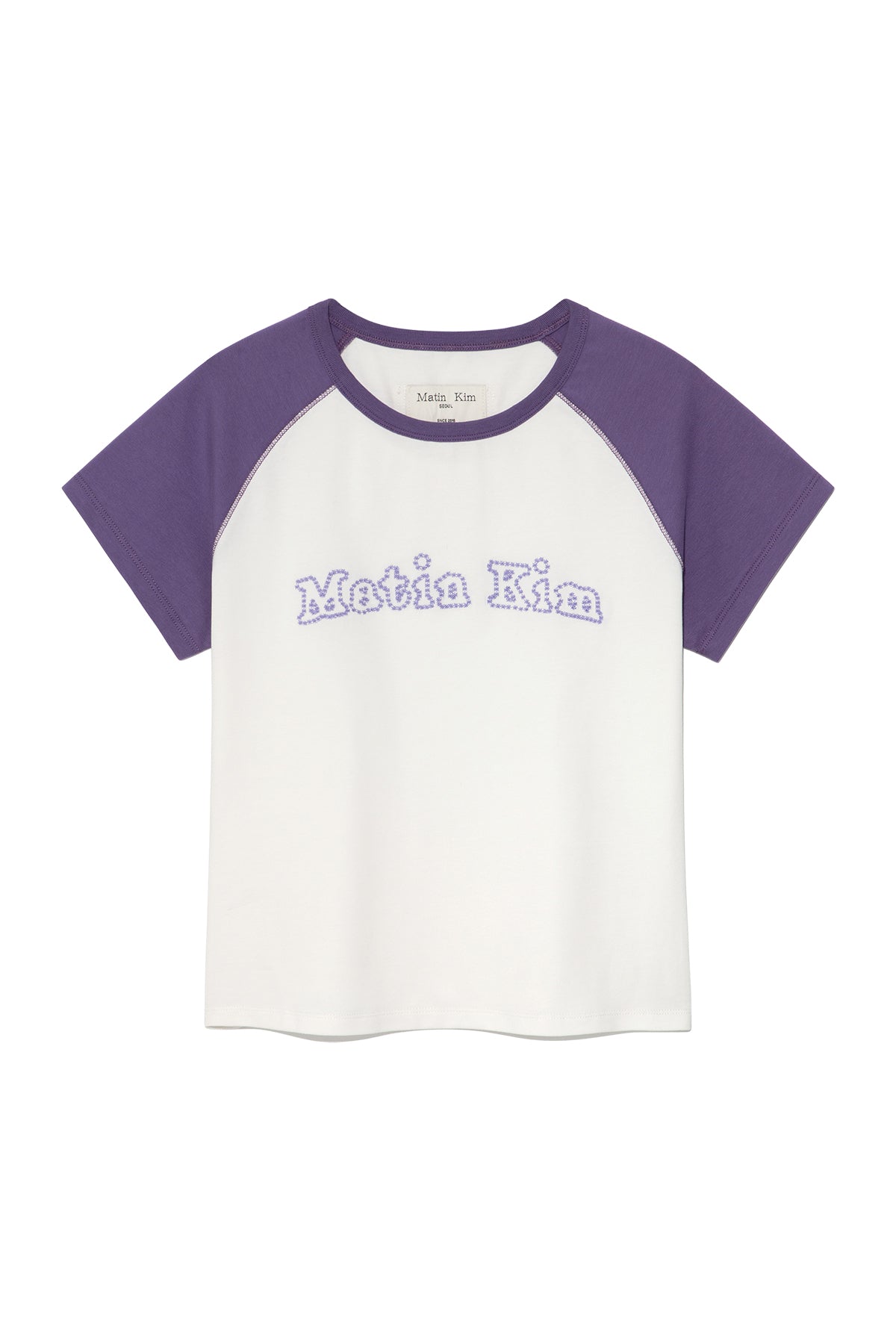 Matinkim Flower Stitch Raglan Logo Top IN Purple