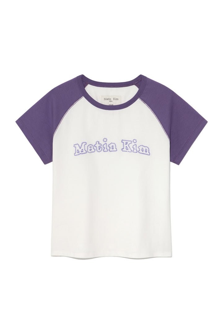 Matinkim Flower Stitch Raglan Logo Top IN Purple