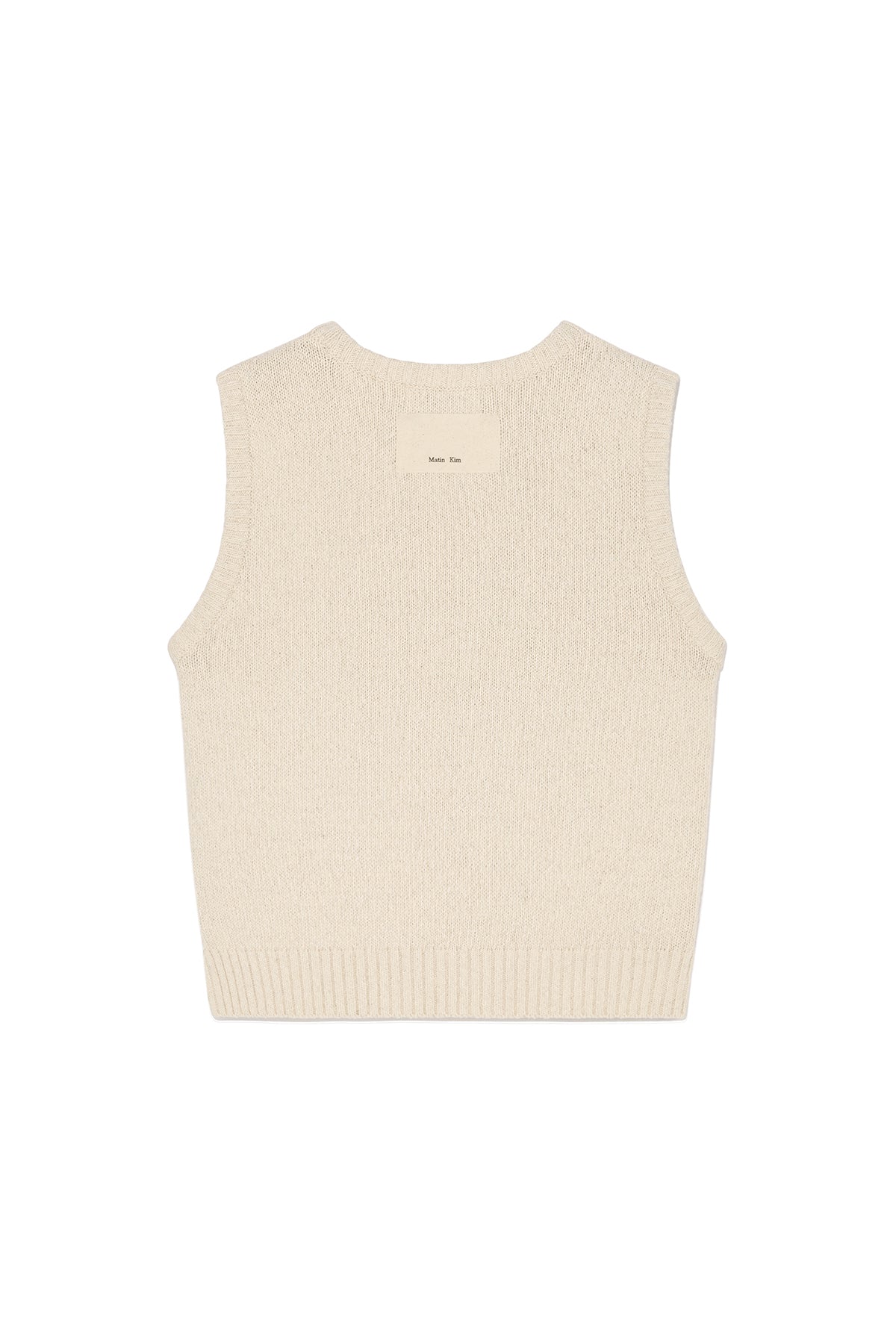[matinkim] BIG LOGO PRINTING KNIT VEST IN BEIGE