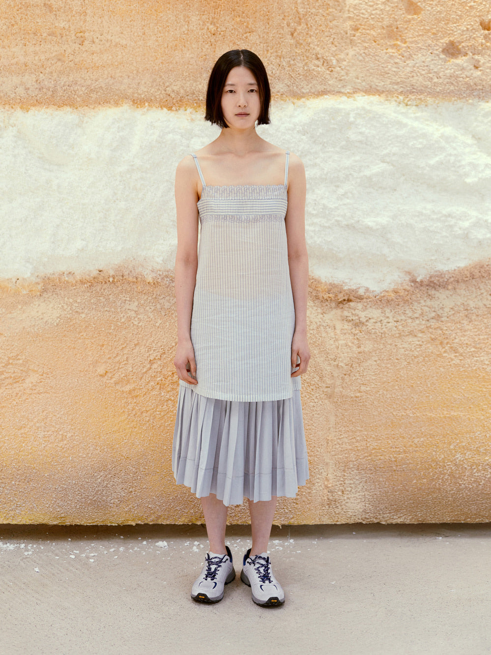 Low Classic Stripe See-Through Lace Mini Dress Stripe