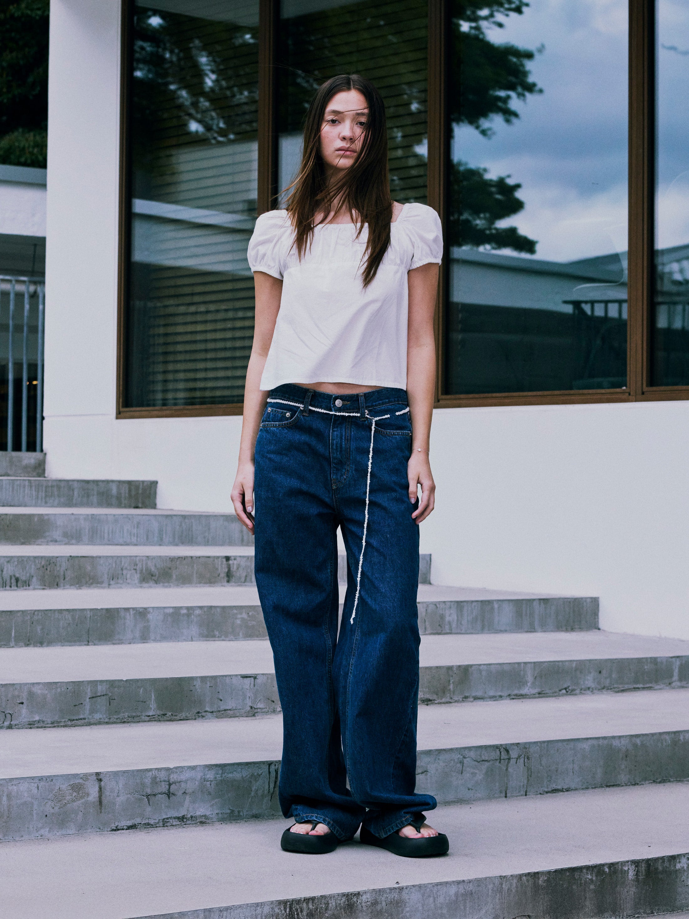 Low Classic Shirring Cotton Top Off White