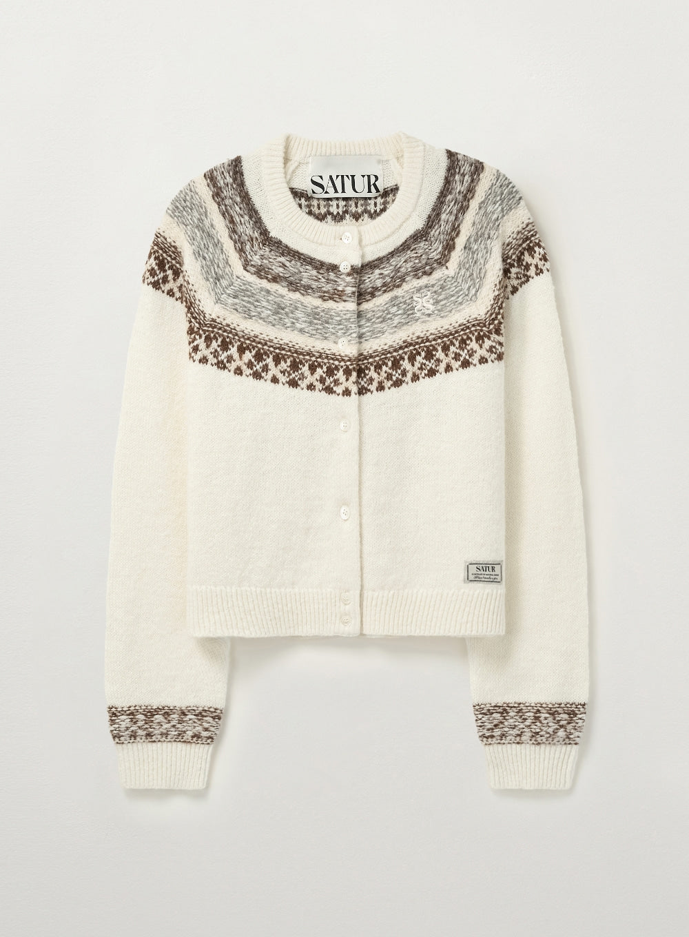[satur] (W) Nordic Reverse Knit Cardigan - Natural Beige