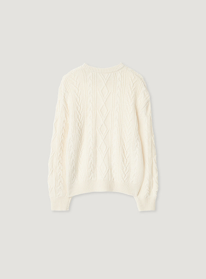 Mango Maniplease Doll Cable Knit Cream