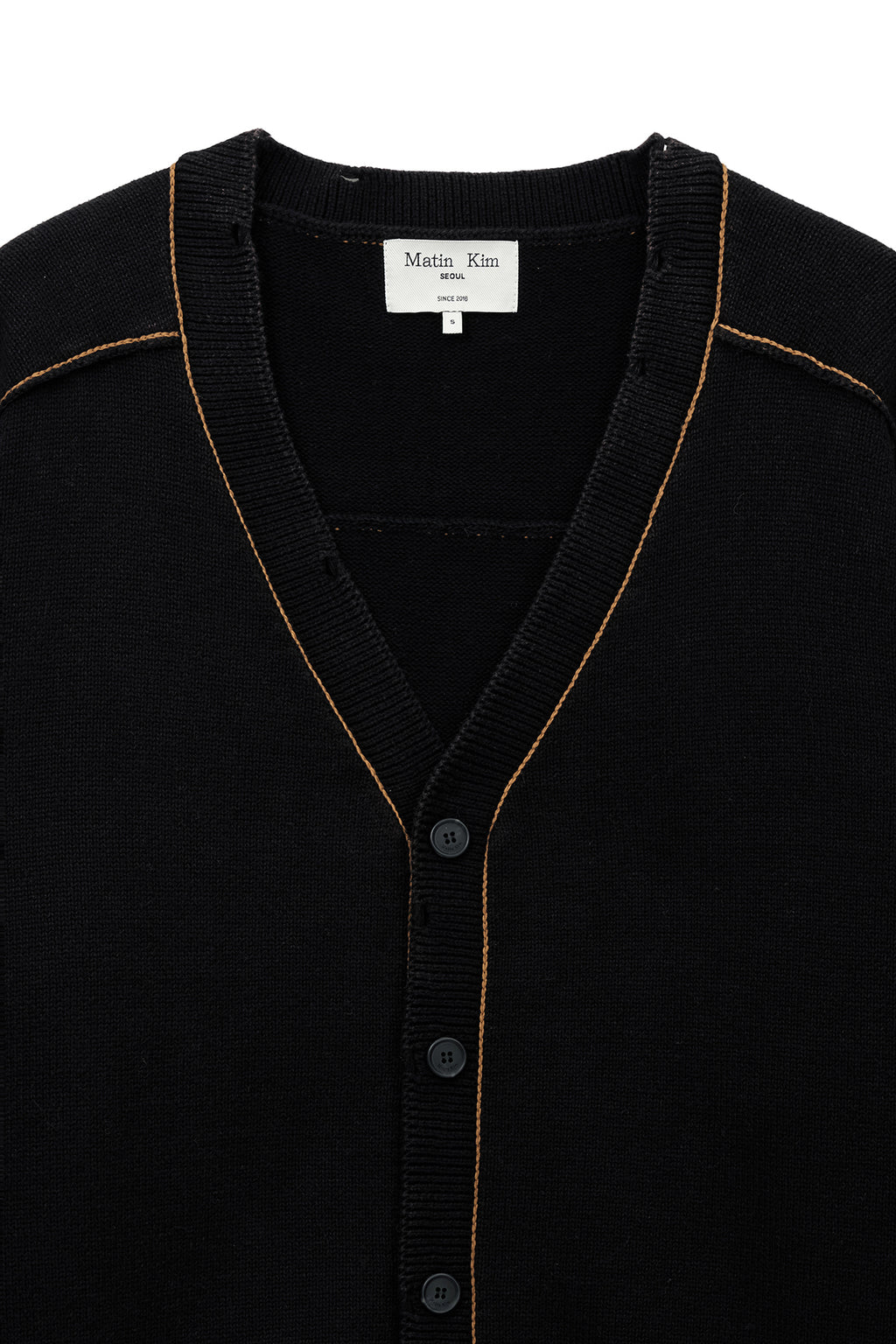 Matinkim Back Logo Line Point Knit Cardigan IN Black