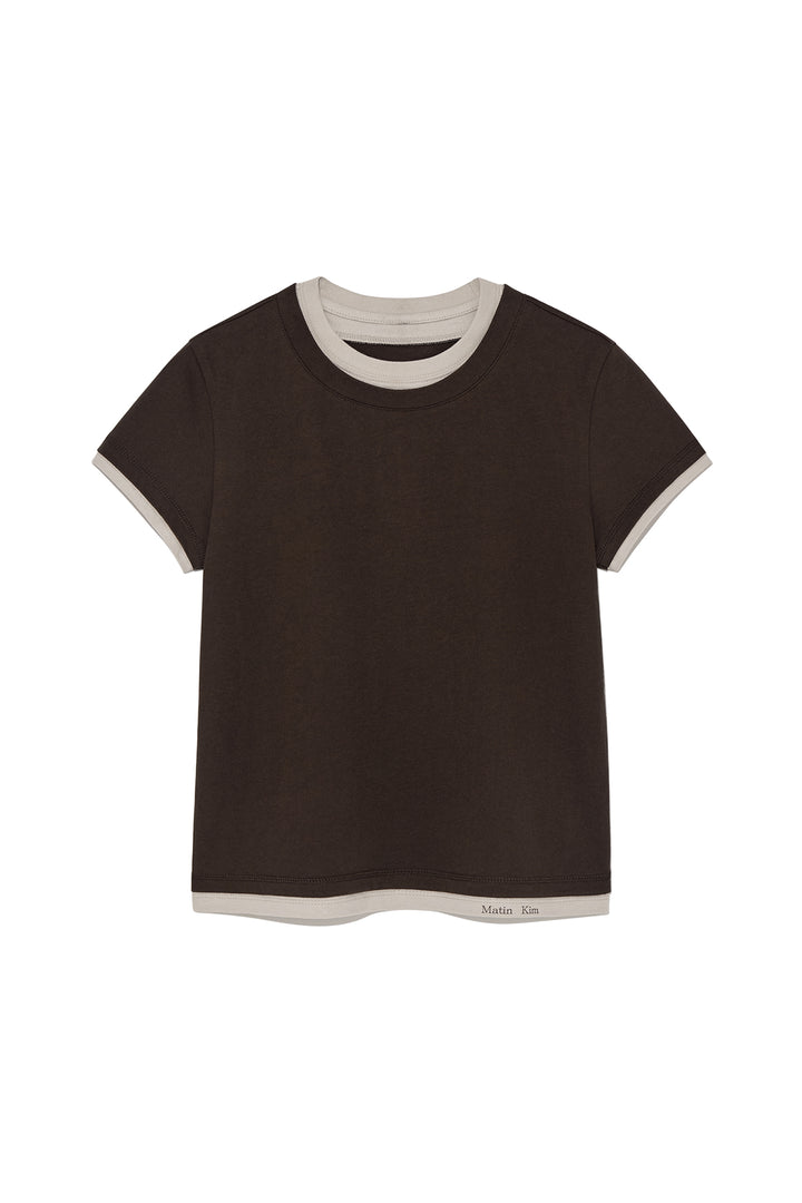 Matinkim Color Point Layered Top For Women IN Brown