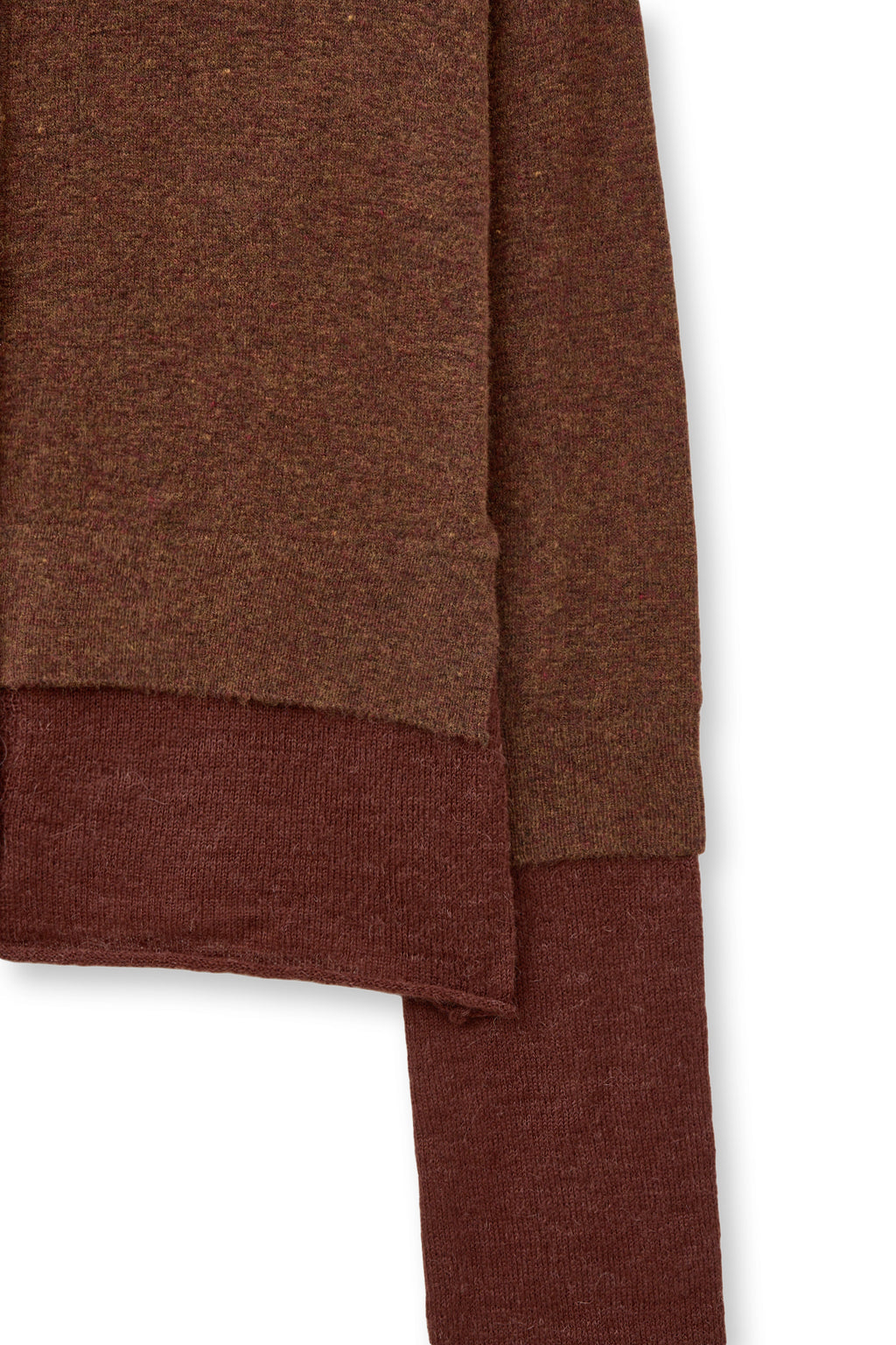 [matinkim] LAYERED TEXTURE KNIT CARDIGAN IN BROWN