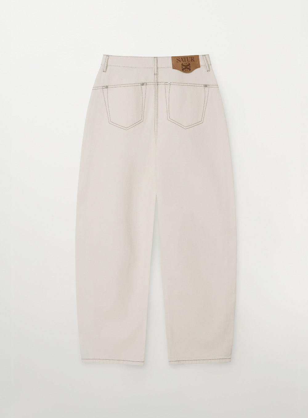 [SATUR] Round Collar Denim Pants - Ecru
