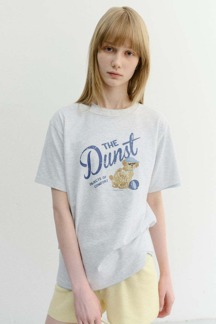 Dunst Unisex Drawing Puppy T-Shirt Light Melange Grey