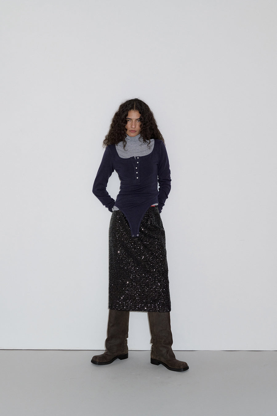 Overdueflair Button Bodysuit Navy