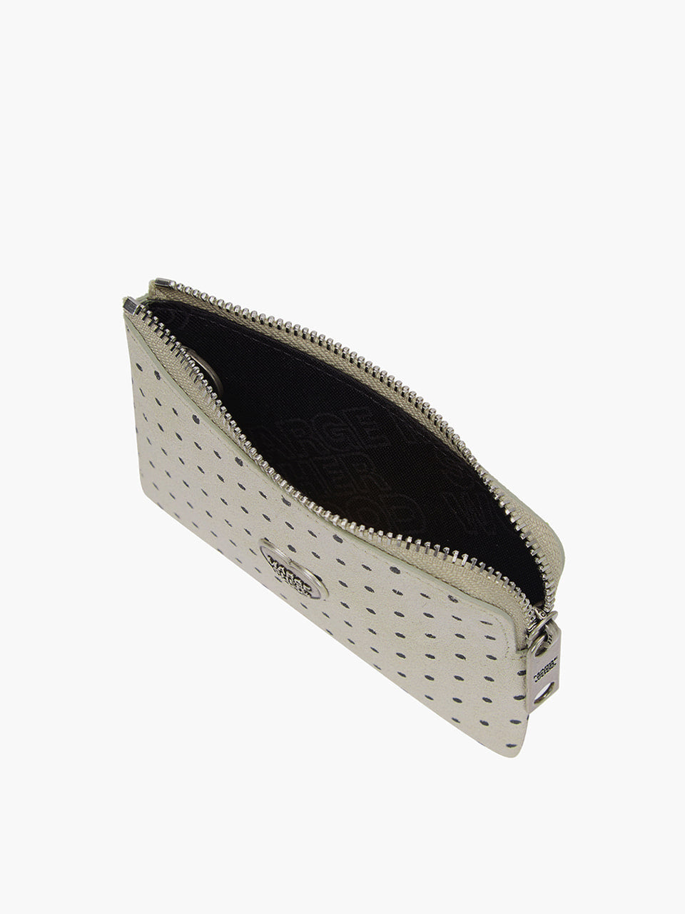 Margesherwood Heart Zipper Wallet Silver Logo blond wood printed suede