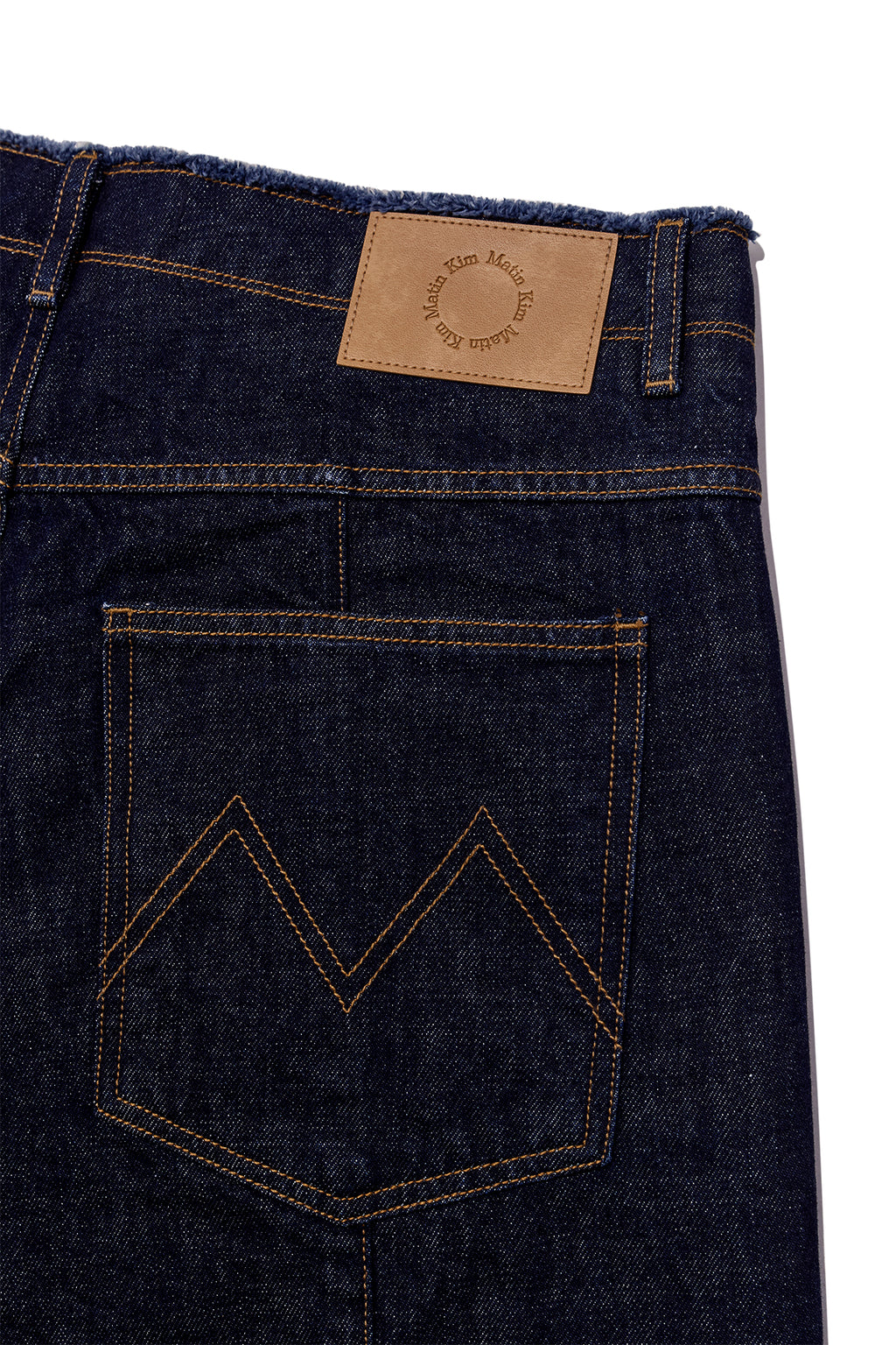 Matinkim Back Pintuck Waistless Denim Pants For Men IN Navy