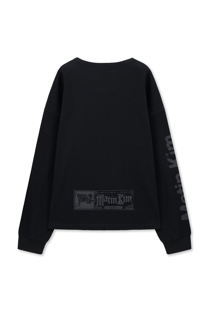 Matinkim Sleeve Logo Waffle Top For Men IN Black