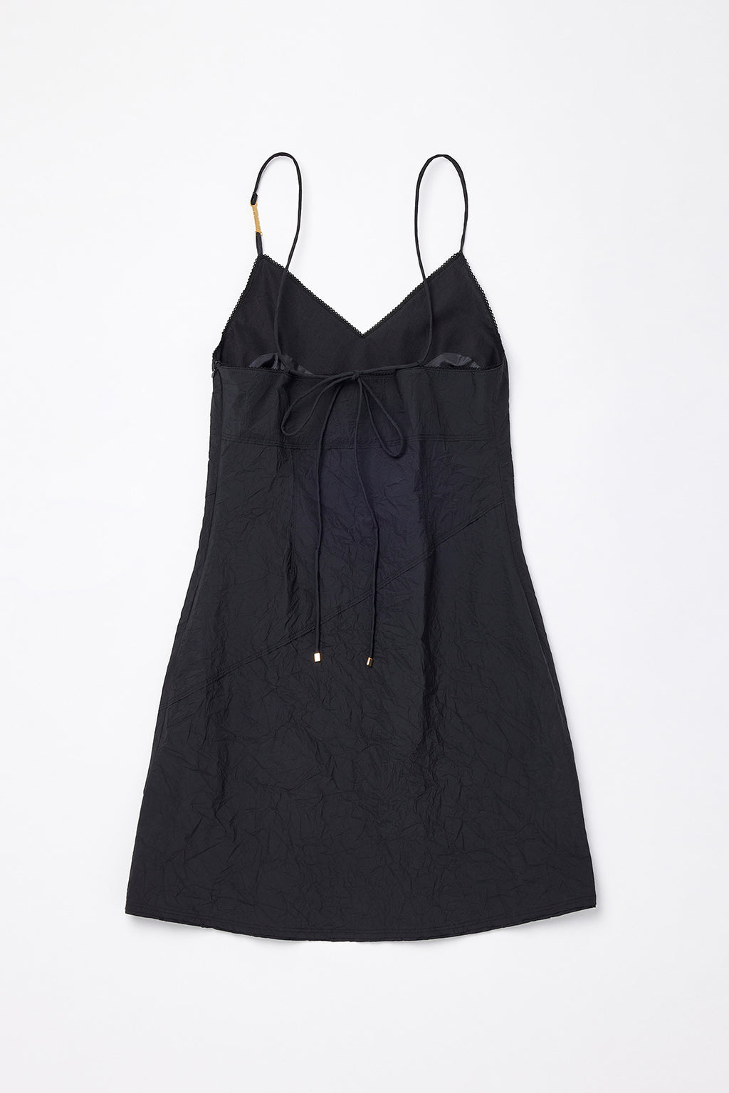 Matinkim Matin Kim Logo Charm Point Crinkle Mini Dress IN Black