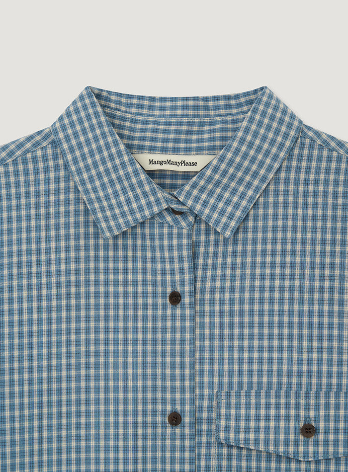 Mango Maniplease Coco Check Shirt Blue