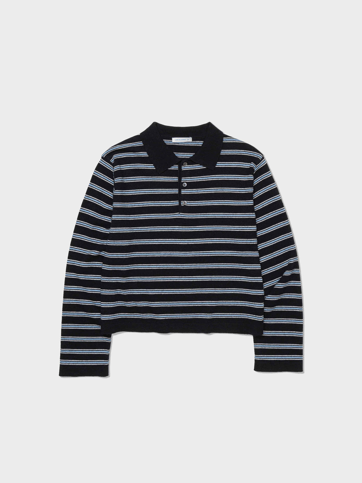 Low Classic Merino Cash Striped Polo Sweater Black