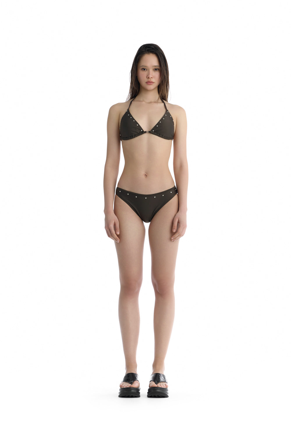Treemingbird Studded Bikini Sets Brown