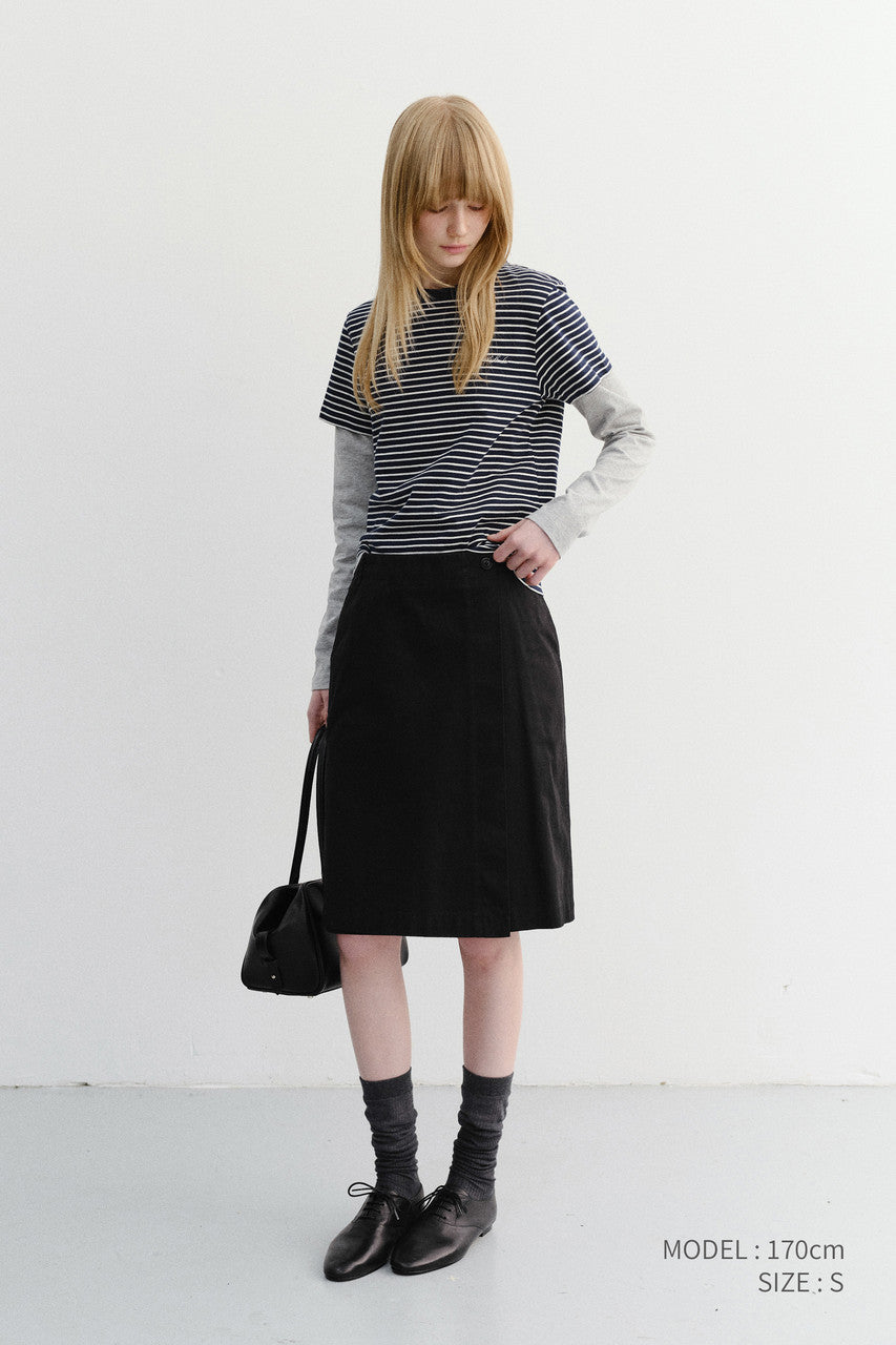 Dunst Essential Stripe Logo T-Shirt Navy Cream Stripe