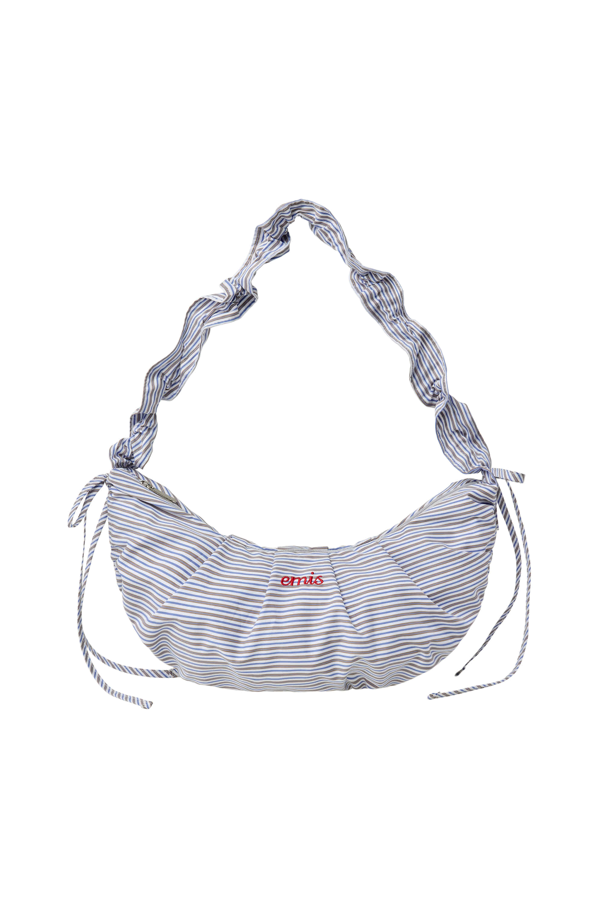 RIBBON STRING SHOULDER BAG-BLUE STRIPE