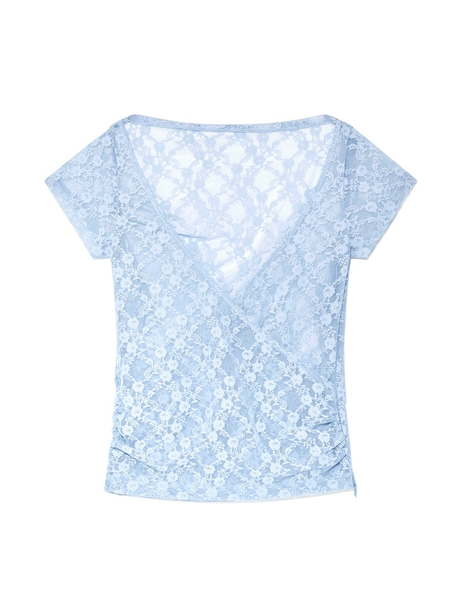 GLOWNY Lush Swirl Lace Tee (Baby Blue)