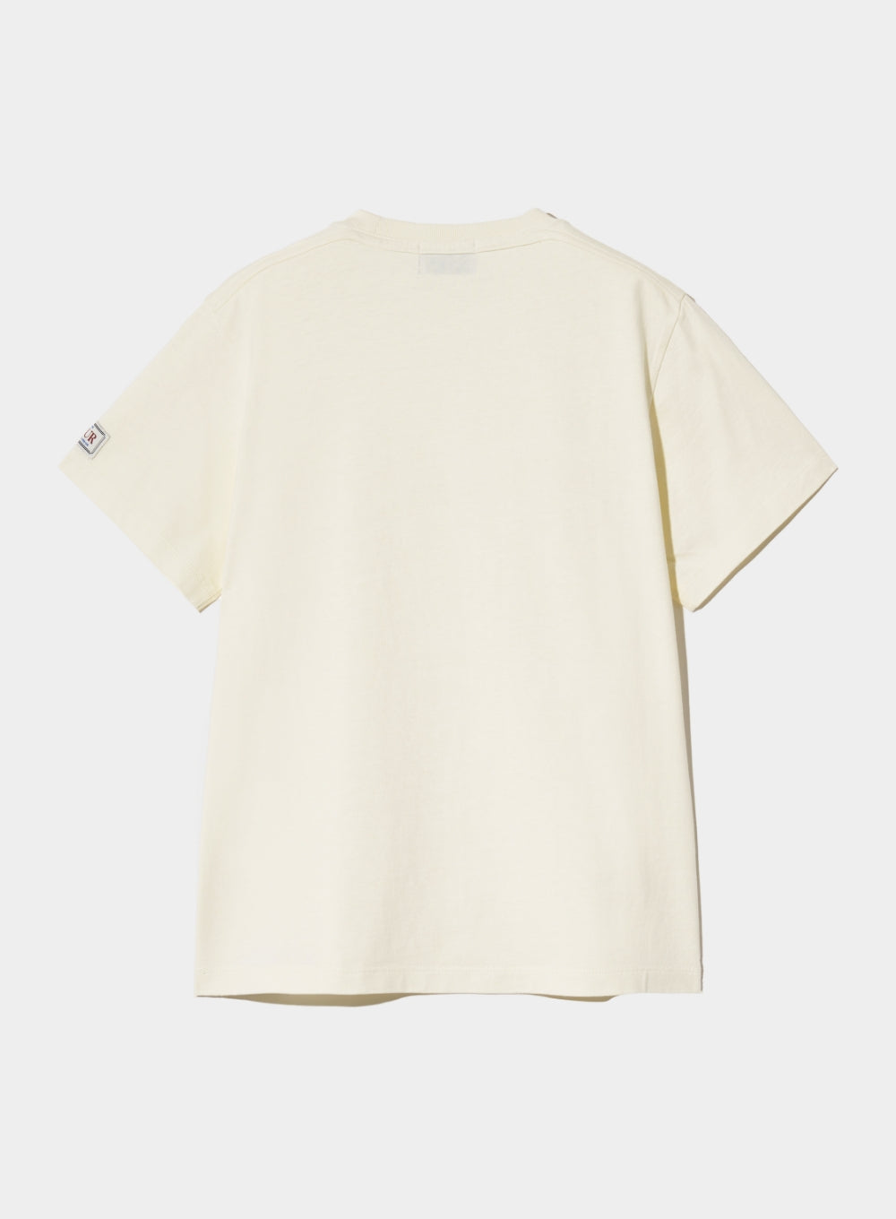 [satur] (W) Bon Voyage Raw-Cut Applique T-Shirt - Cream Ivory