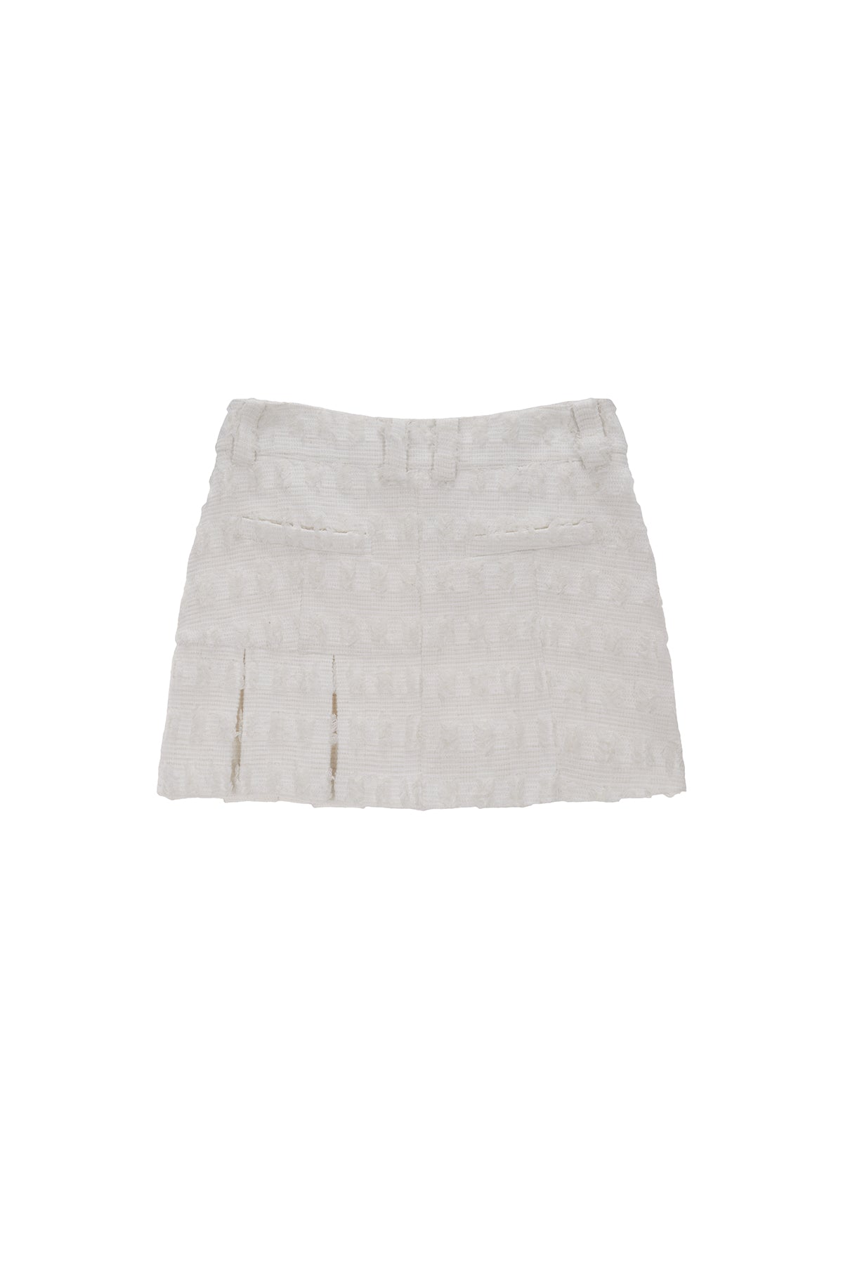 Matinkim Pleats Mixed Tweed Mini Skirt IN Ivory