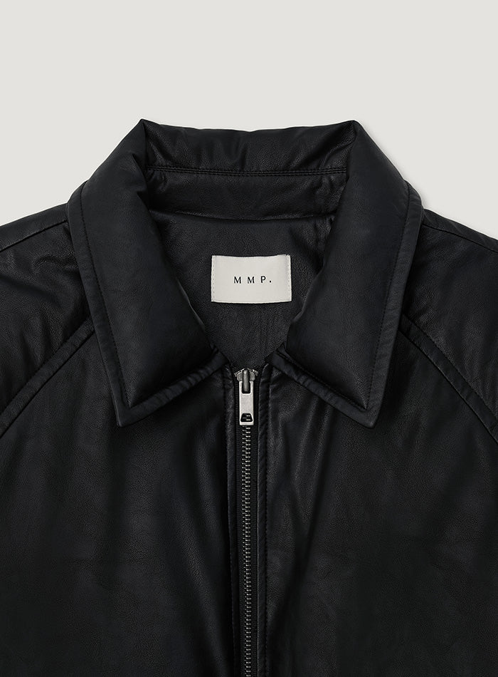 Mango Maniplease Bare Leather Down Jumper Black