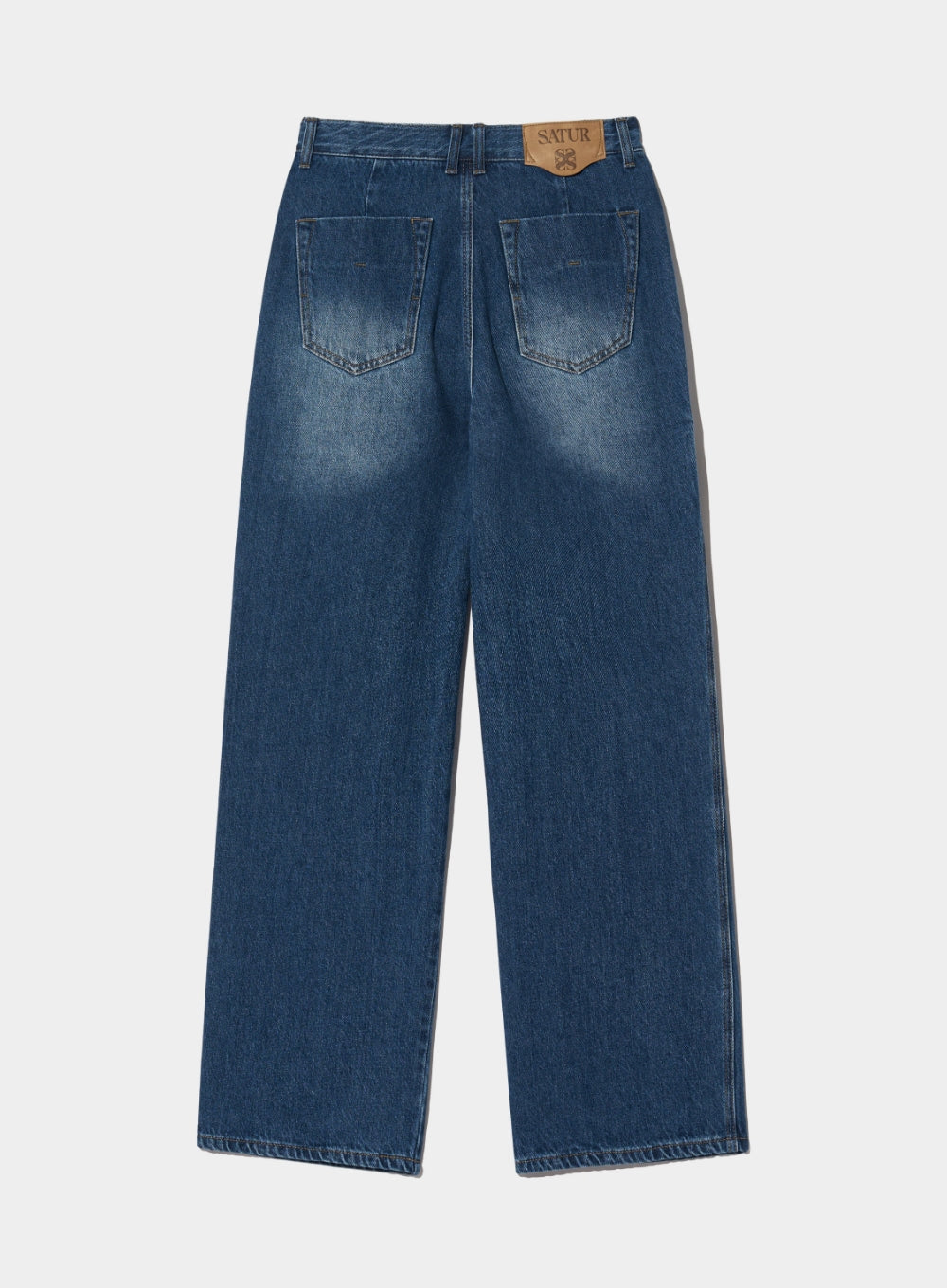 [satur] (W) Vinales Retro One Tuck Denim Pants - Mid Blue