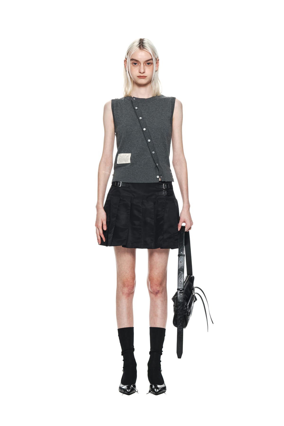 Matinkim Lowrise Pleats Mini Skirt IN Black