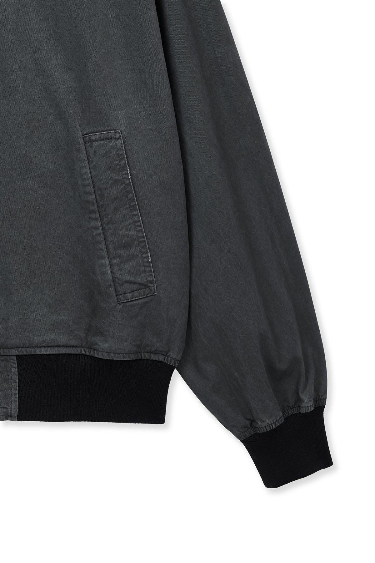 Matin Kim Vintage Washed Back Logo Jumper in Charcoal, premium Korean designer outerwear