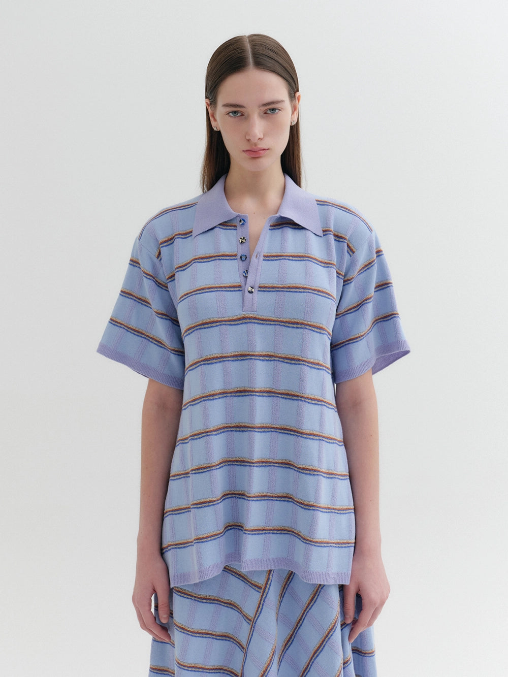 EENK Back Button Knitwear Top - Sky Blue