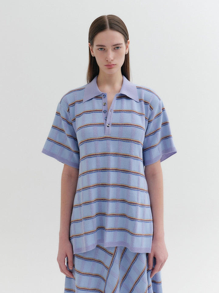 EENK Back Button Knitwear Top - Sky Blue
