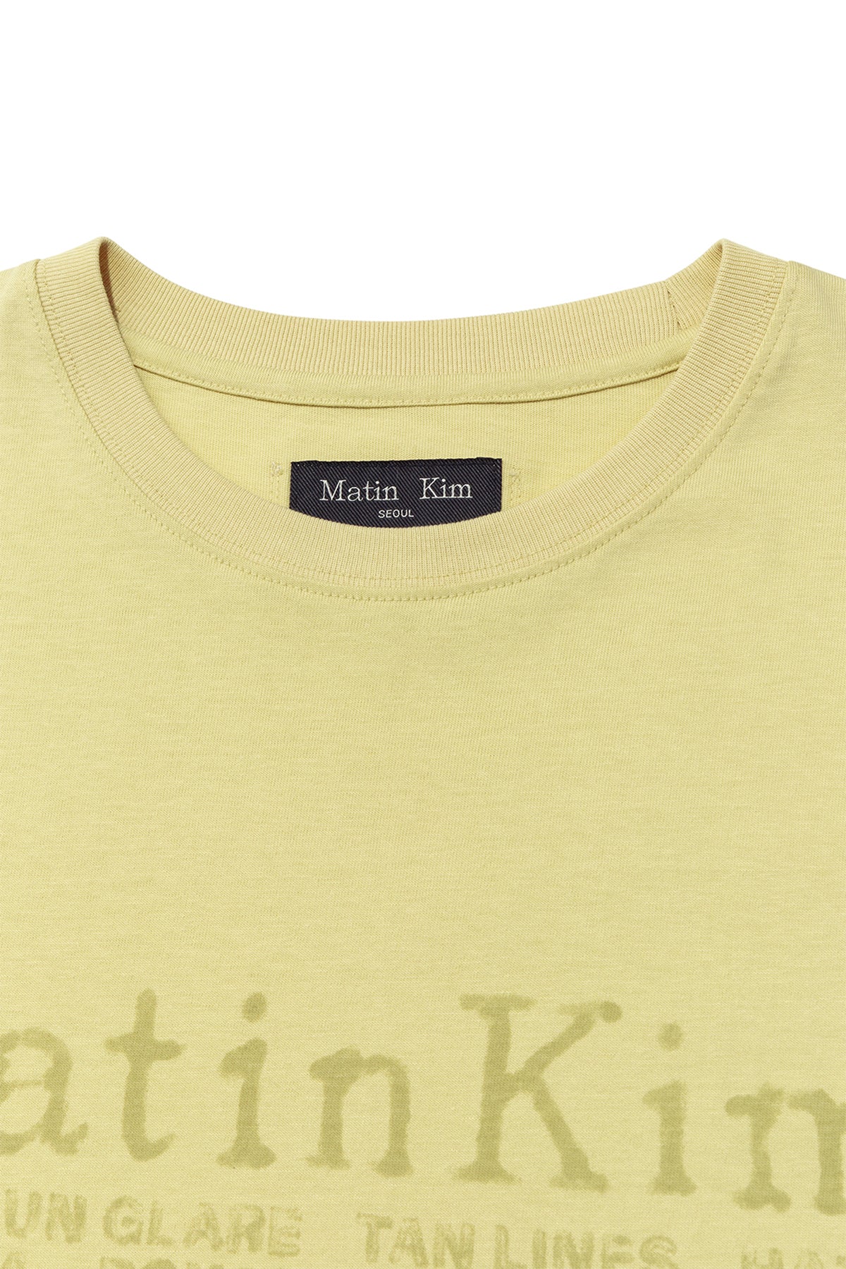 [matinkim] SWEAT PRINTING LOGO TOP FOR MEN IN LIGHT YELLOW