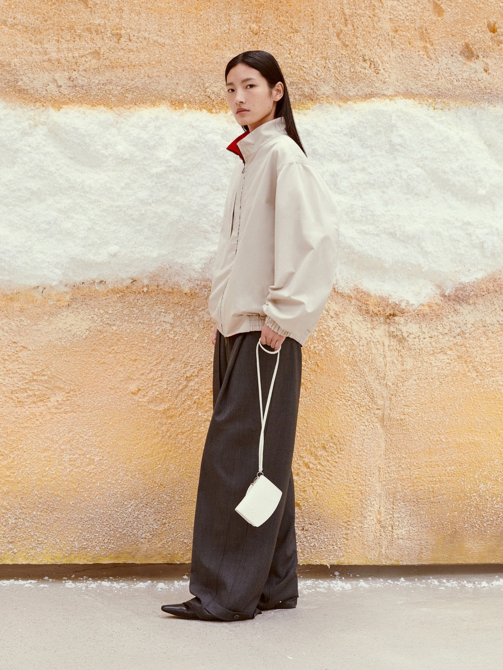 Low Classic Double Waist Trousers Melange Grey