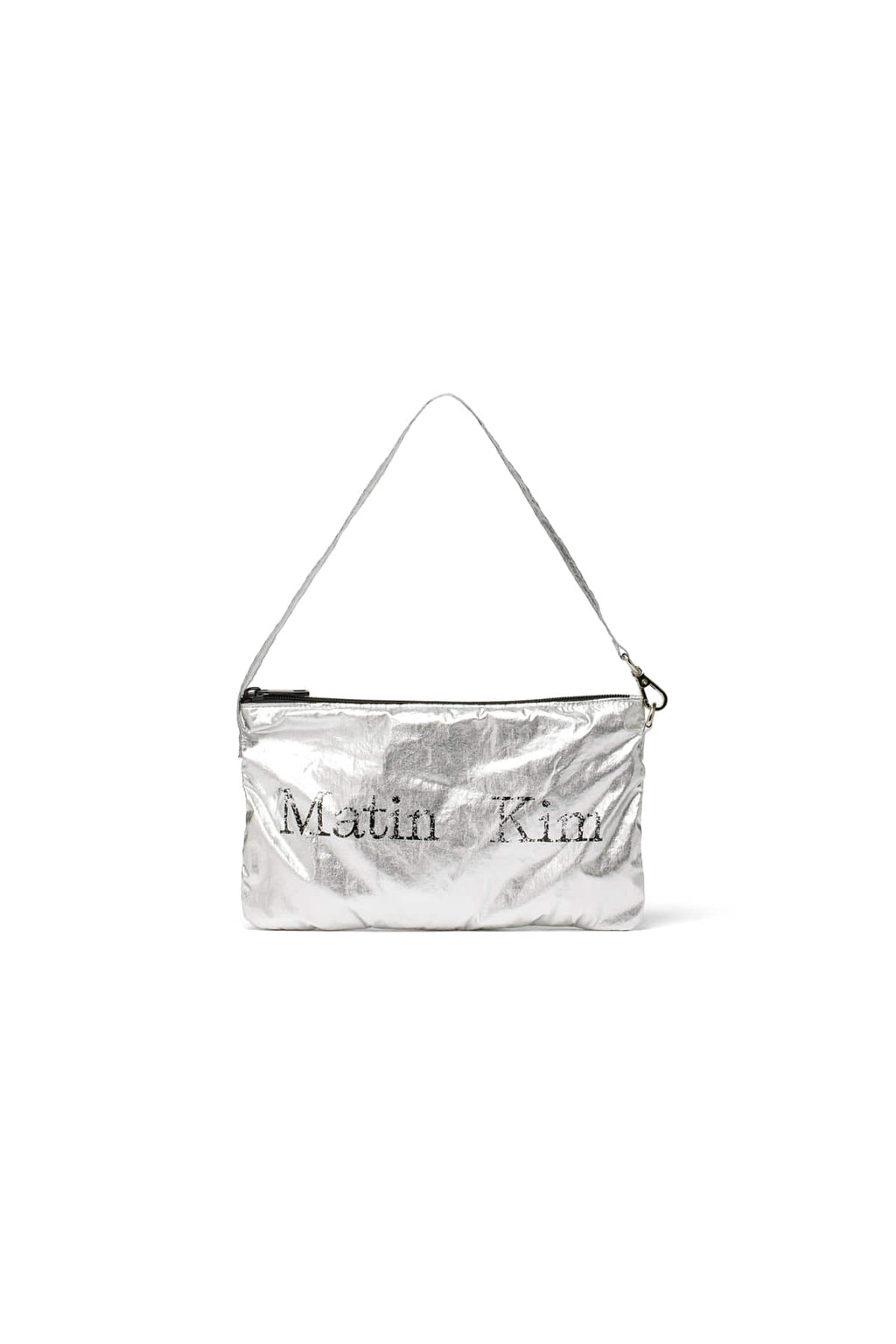 [matinkim] MATIN CRACKED LOGO GLOSSY ECOBAG IN SILVER