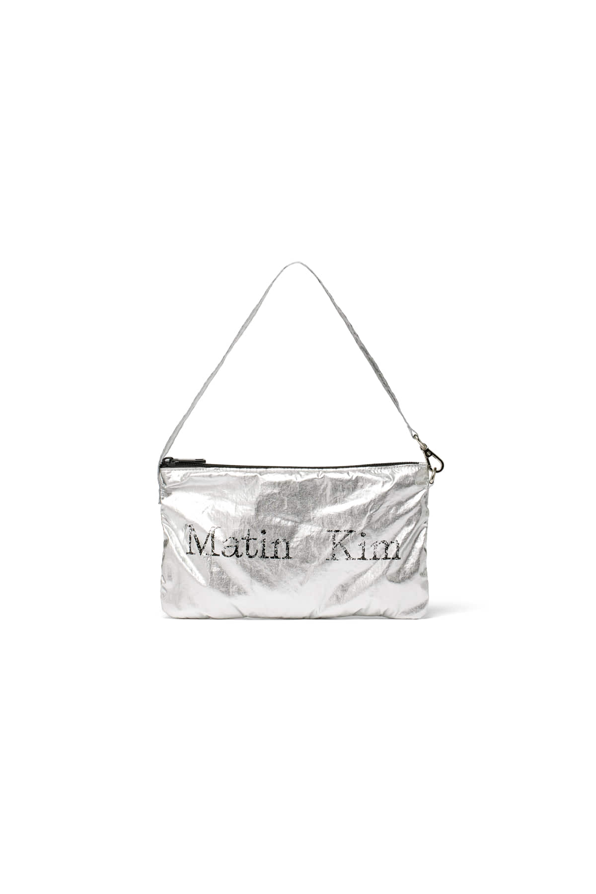 [matinkim] MATIN CRACKED LOGO GLOSSY ECOBAG IN SILVER