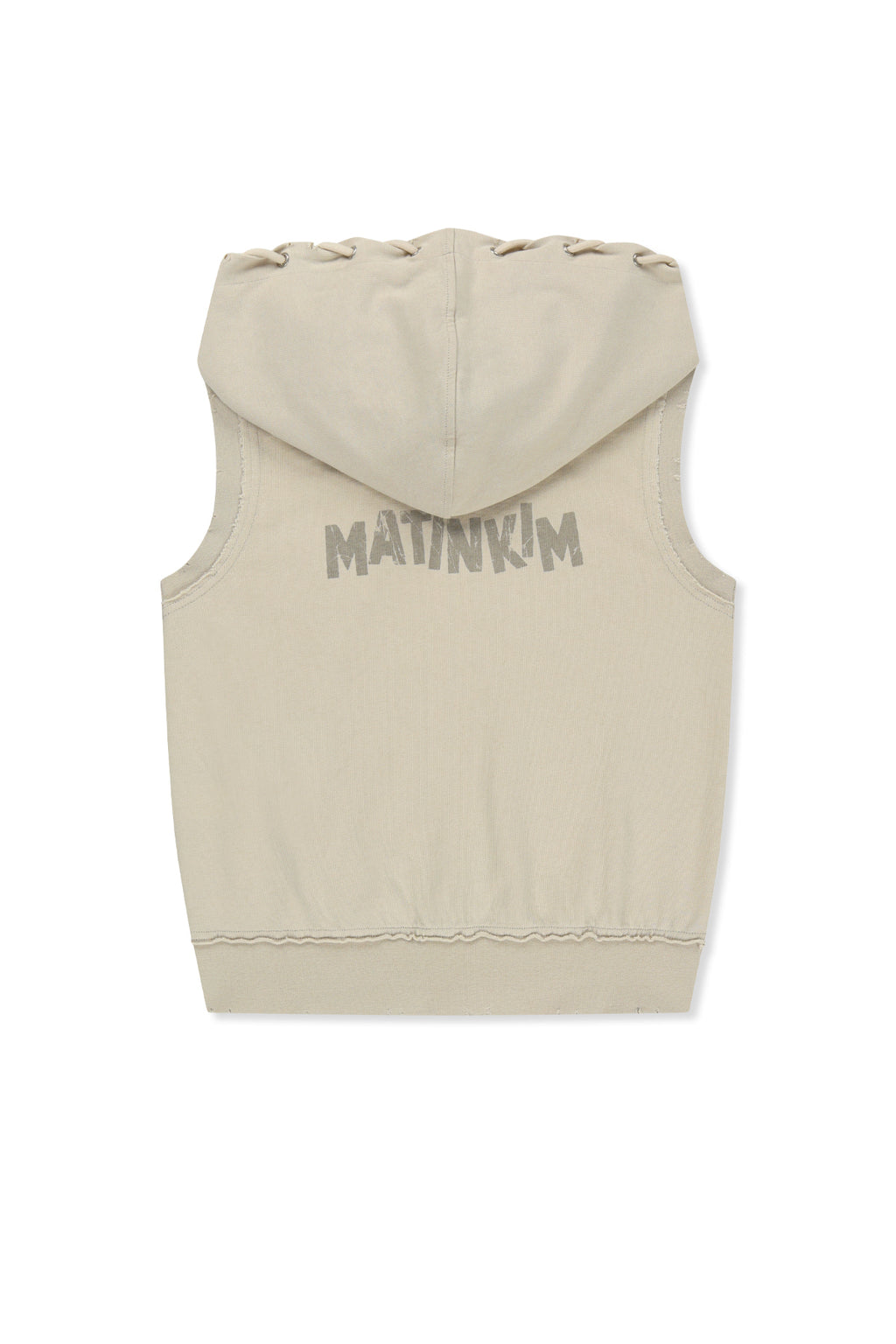 [matinkim] Back Logo Jersey Hood Vest IN Beige