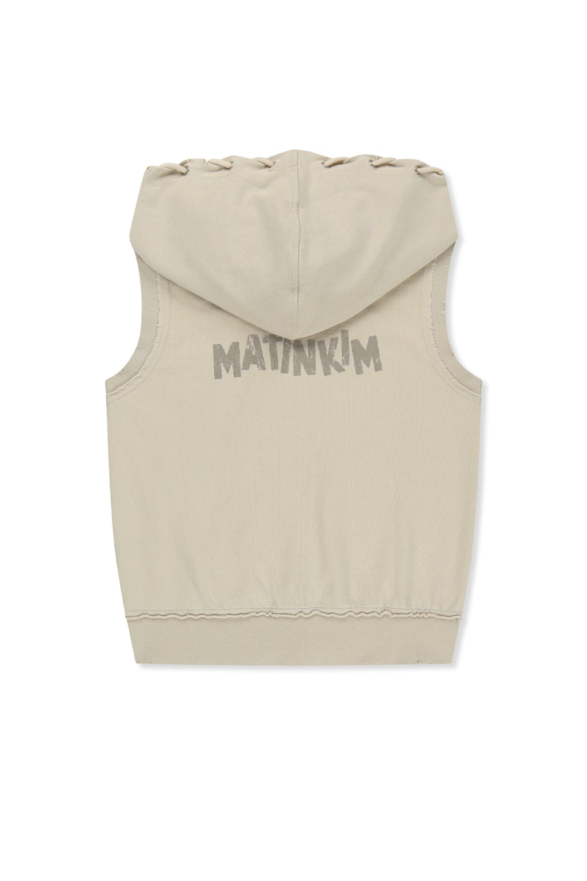 [matinkim] Back Logo Jersey Hood Vest IN Beige