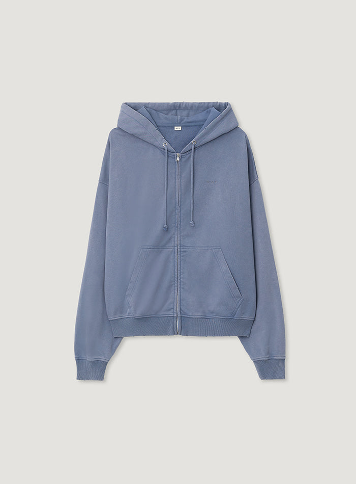 Mango Maniplease Weather Hooded Zip Up Vintage Blue