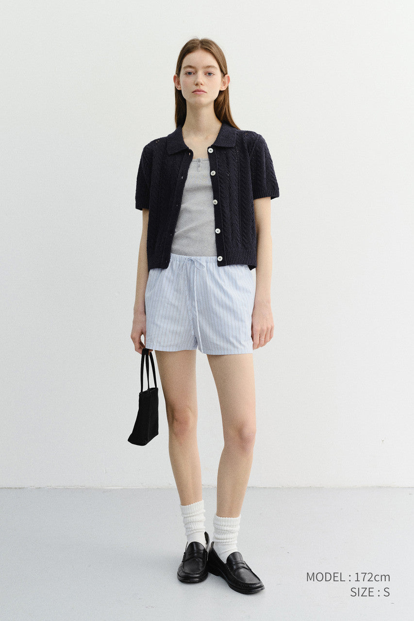 Dunst Collared Half Sleeve Cardigan Navy